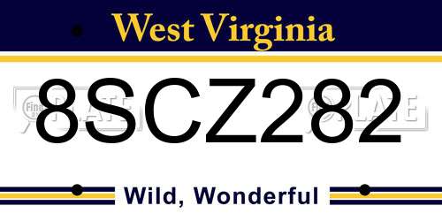 8SCZ282 West Virginia License Plate
