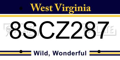 8SCZ287 West Virginia License Plate