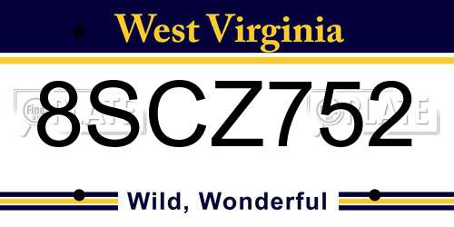 8SCZ752 West Virginia License Plate