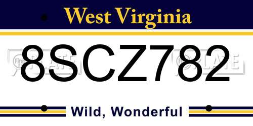 8SCZ782 West Virginia License Plate