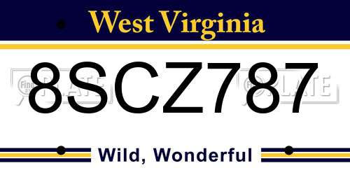 8SCZ787 West Virginia License Plate