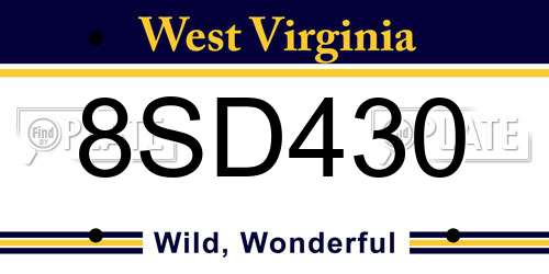 8SD430 West Virginia License Plate