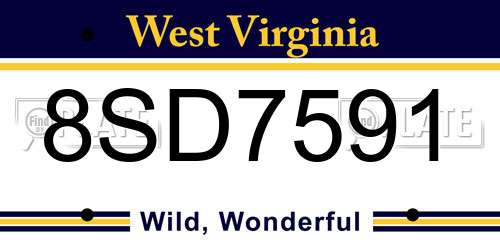 8SD7591 West Virginia License Plate