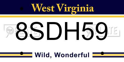 8SDH59 West Virginia License Plate