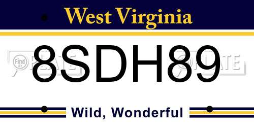 8SDH89 West Virginia License Plate