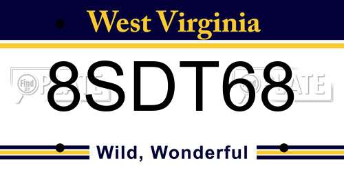 8SDT68 West Virginia License Plate
