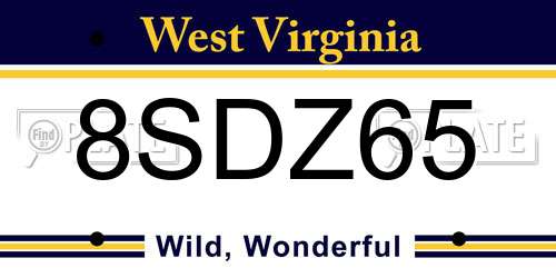 8SDZ65 West Virginia License Plate