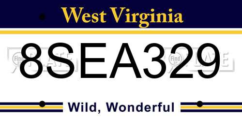 8SEA329 West Virginia License Plate