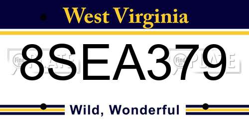 8SEA379 West Virginia License Plate