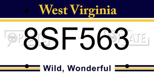8SF563 West Virginia License Plate