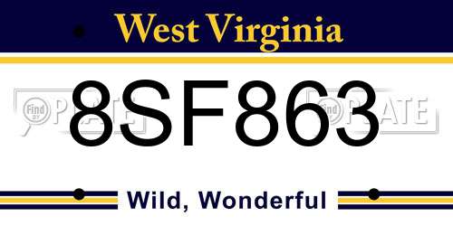 8SF863 West Virginia License Plate