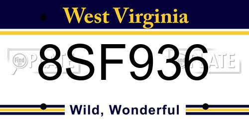 8SF936 West Virginia License Plate