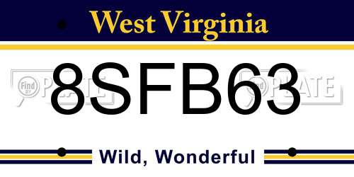 8SFB63 West Virginia License Plate