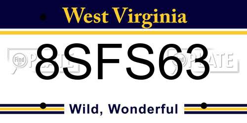 8SFS63 West Virginia License Plate
