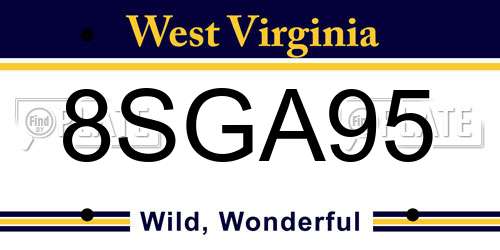 8SGA95 West Virginia License Plate