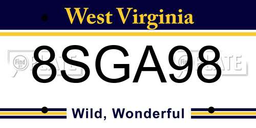 8SGA98 West Virginia License Plate