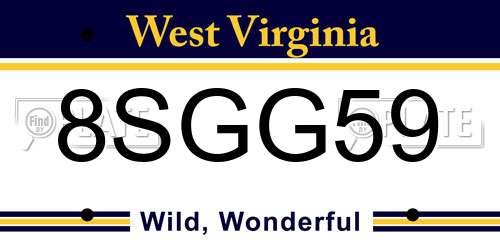 8SGG59 West Virginia License Plate