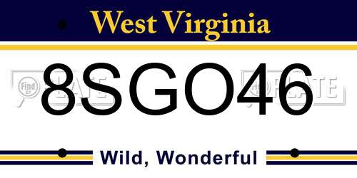 8SGO46 West Virginia License Plate