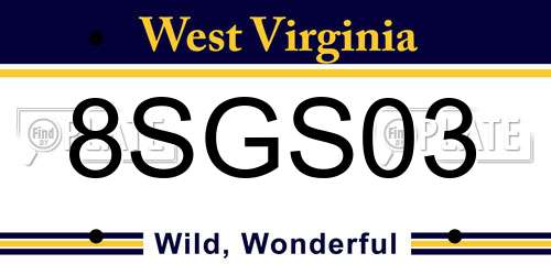 8SGS03 West Virginia License Plate