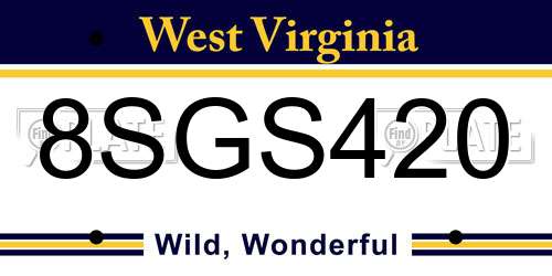 8SGS420 West Virginia License Plate