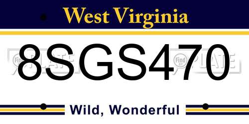 8SGS470 West Virginia License Plate