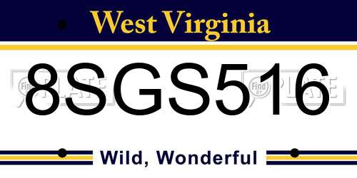 8SGS516 West Virginia License Plate