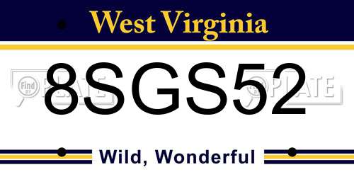 8SGS52 West Virginia License Plate