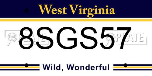 8SGS57 West Virginia License Plate