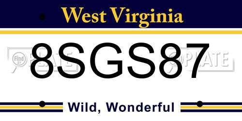 8SGS87 West Virginia License Plate
