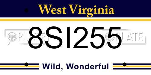8SI255 West Virginia License Plate