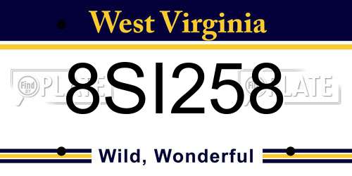 8SI258 West Virginia License Plate