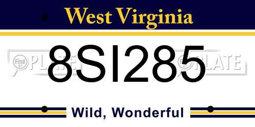 8SI285 West Virginia License Plate