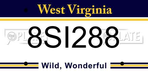 8SI288 West Virginia License Plate