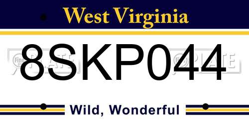 8SKP044 West Virginia License Plate