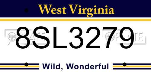 8SL3279 West Virginia License Plate