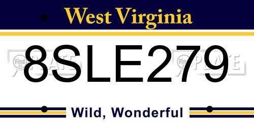 8SLE279 West Virginia License Plate
