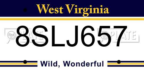 8SLJ657 West Virginia License Plate