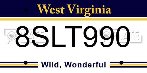 8SLT990 West Virginia License Plate