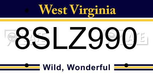 8SLZ990 West Virginia License Plate