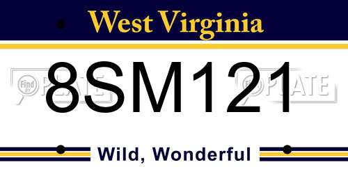 8SM121 West Virginia License Plate