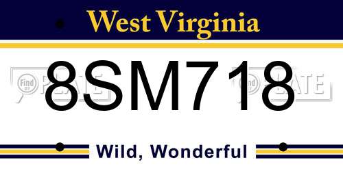 8SM718 West Virginia License Plate