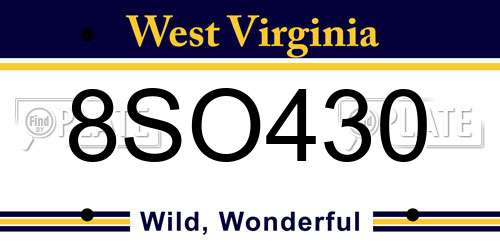 8SO430 West Virginia License Plate