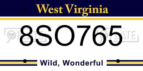 8SO765 West Virginia License Plate