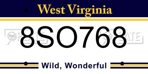 8SO768 West Virginia License Plate