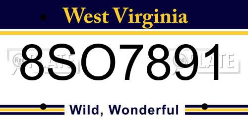 8SO7891 West Virginia License Plate