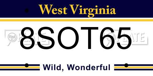 8SOT65 West Virginia License Plate