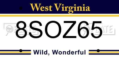 8SOZ65 West Virginia License Plate