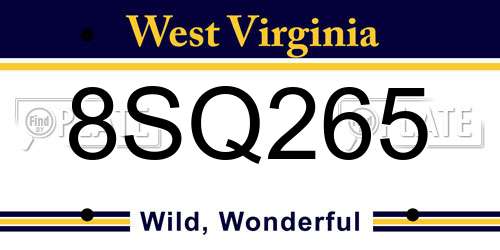 8SQ265 West Virginia License Plate