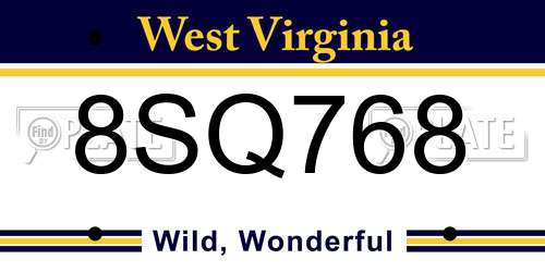 8SQ768 West Virginia License Plate
