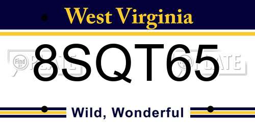 8SQT65 West Virginia License Plate